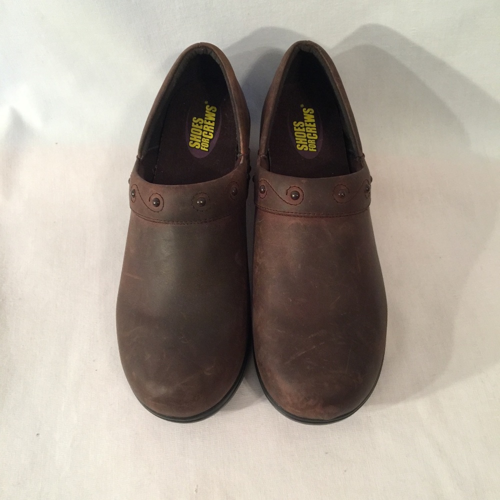 New Shoes for Crews Brown Leather Studded Clogs